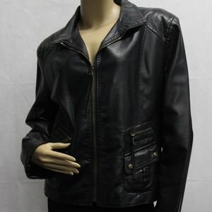 Giacca Black Faux Leather Jacket